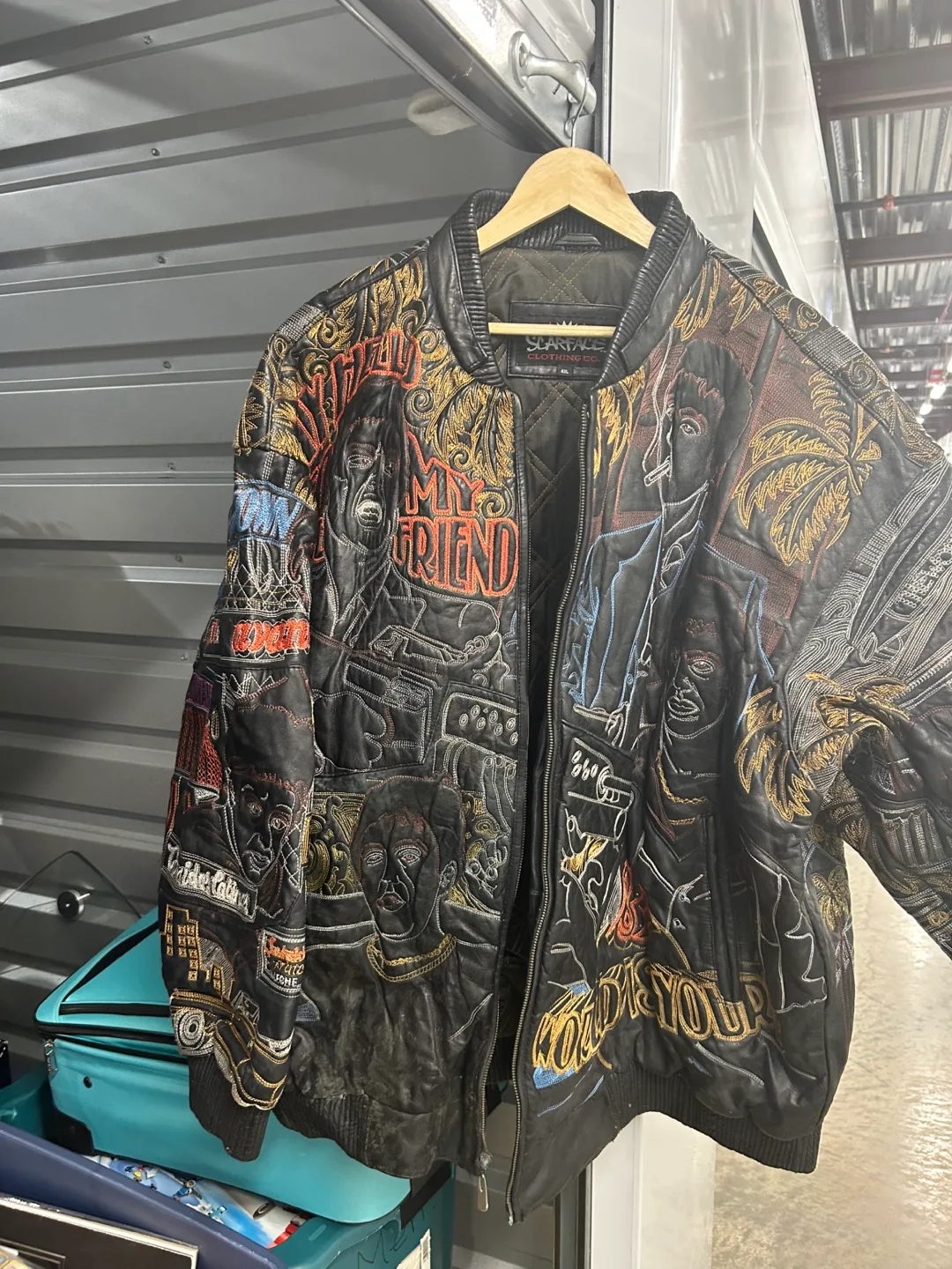Scarface Leather Bomber Jacket thumbnail