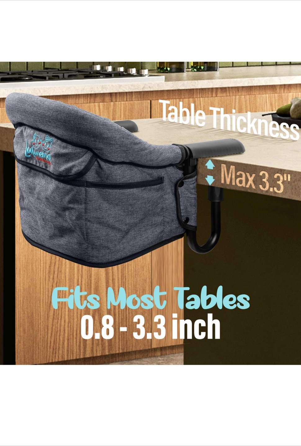 Lulunemo Hook-On Table High Chair - Grey