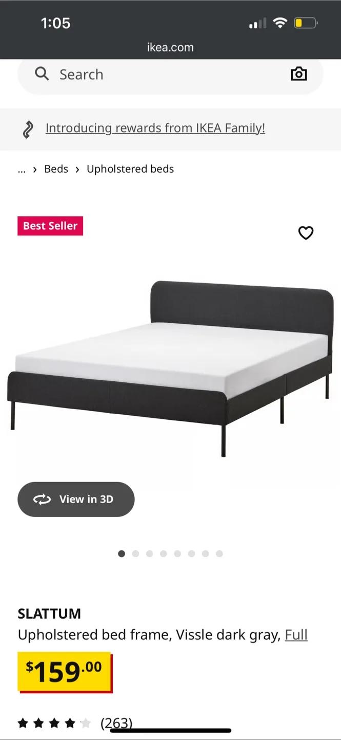 IKEA SLATTUM Full Bed Frame - light Gray thumbnail