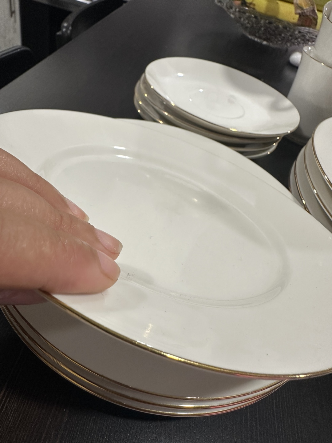White & Gold Trim Dinnerware Set - photo 2