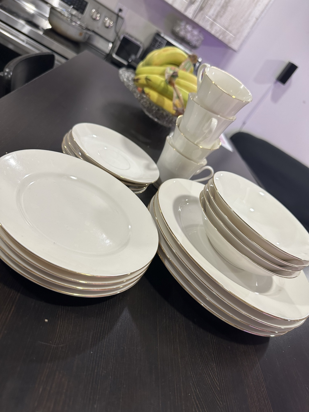 White & Gold Trim Dinnerware Set - photo 4