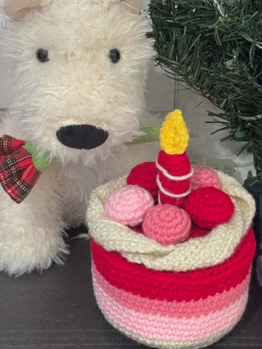 Handmade crochet JellyCat cherry cake thumbnail