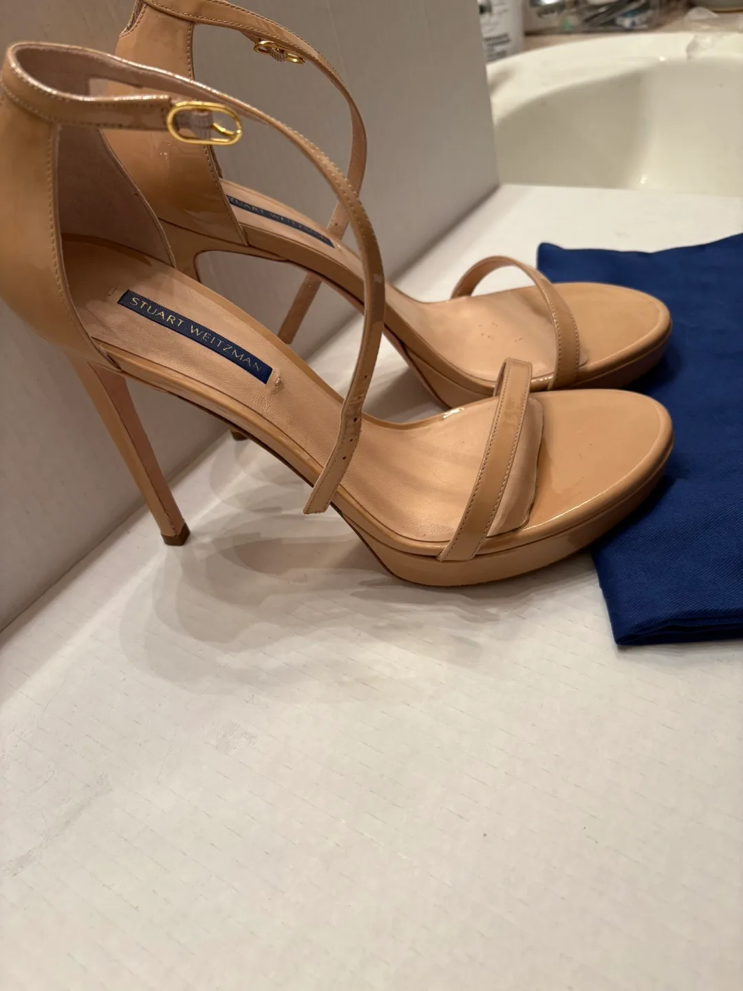 Stuart Weitzman Strappy Nude Heels - Size 10 image indicator(3)