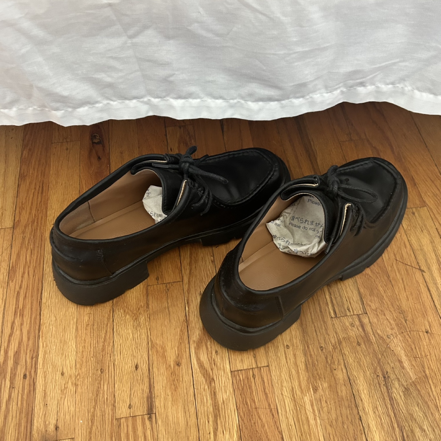 Lace-up Black Cow Leather loafer shoes 7.5-8 - photo 2