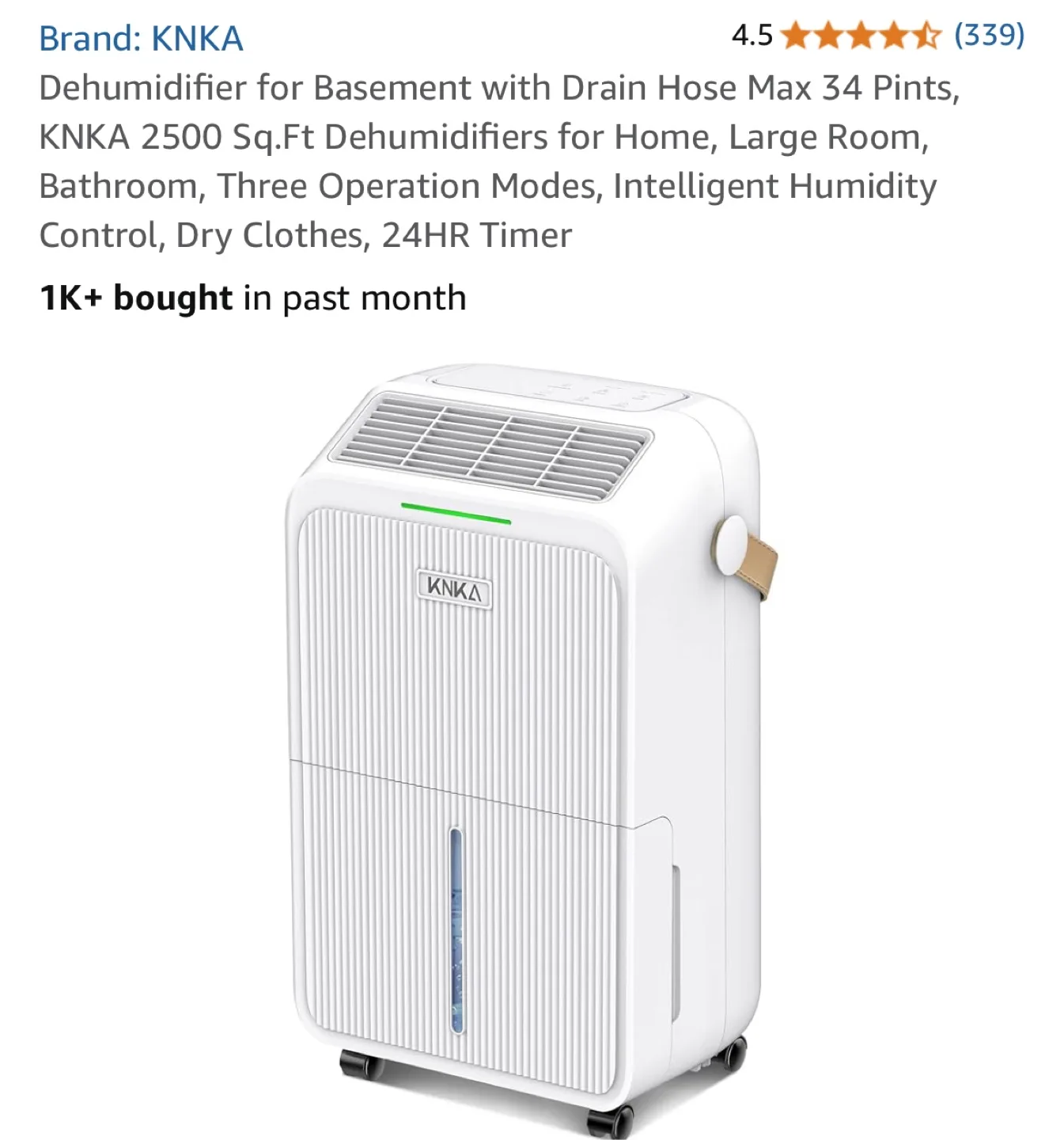 Dehumidifier for Basement with Drain Hose Max 34 Pints, thumbnail