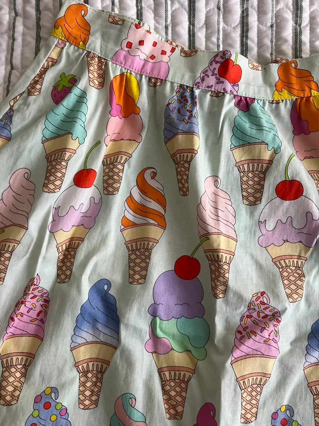100% cotton Ice Cream Print Skirt -vintage inspired thumbnail