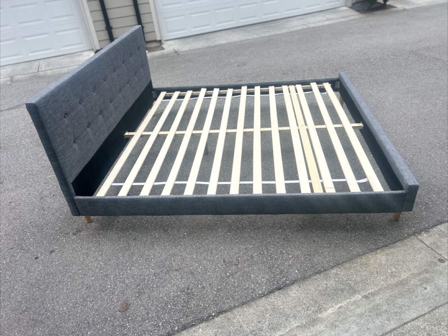 King size Grey Upholstered Bed Frame - photo 4