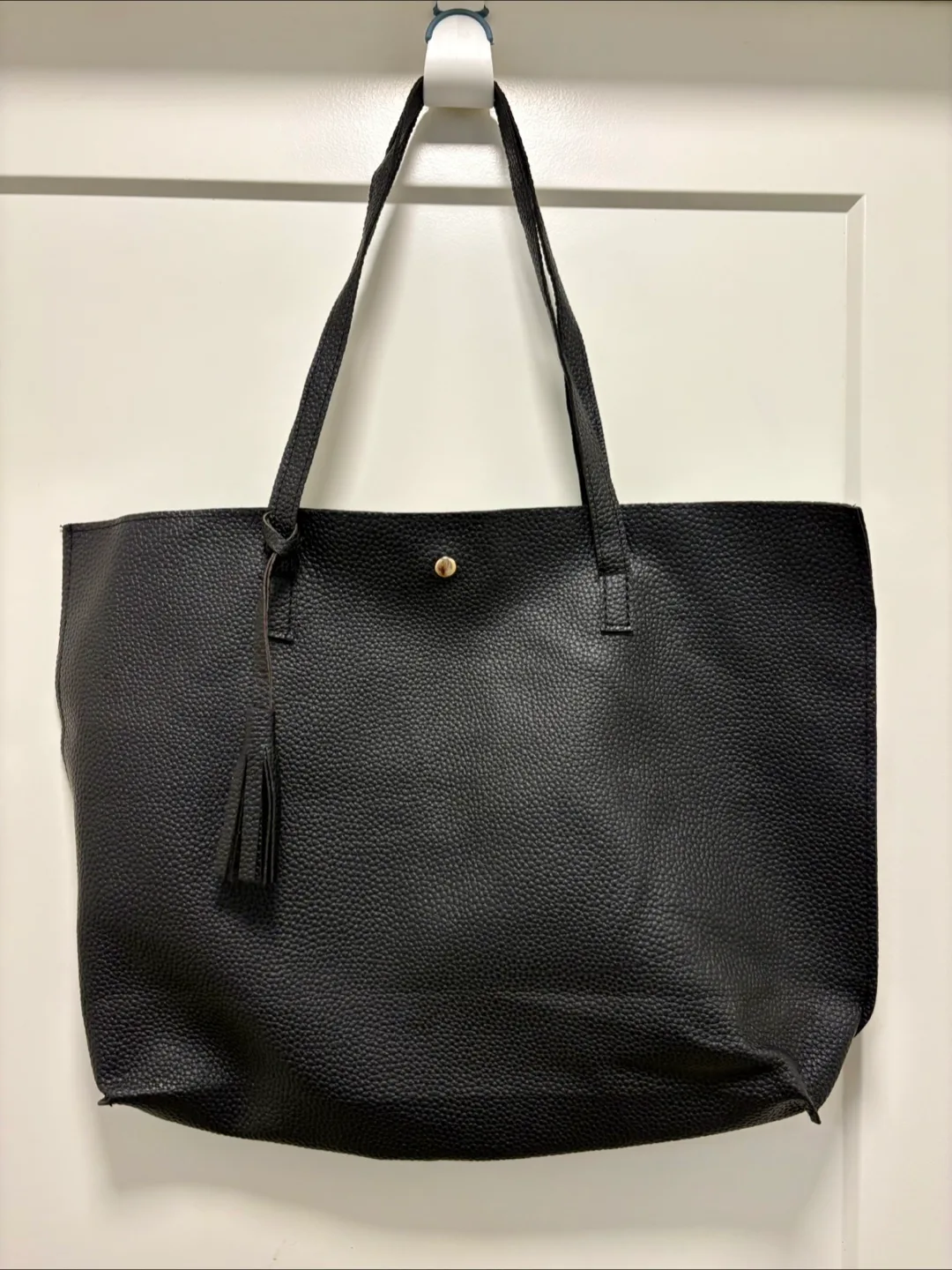 Black Faux Leather Tote Bag thumbnail