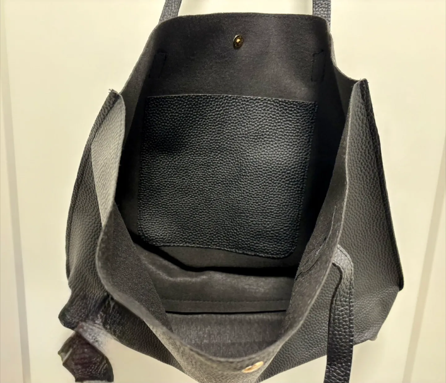 Black Faux Leather Tote Bag image indicator(2)