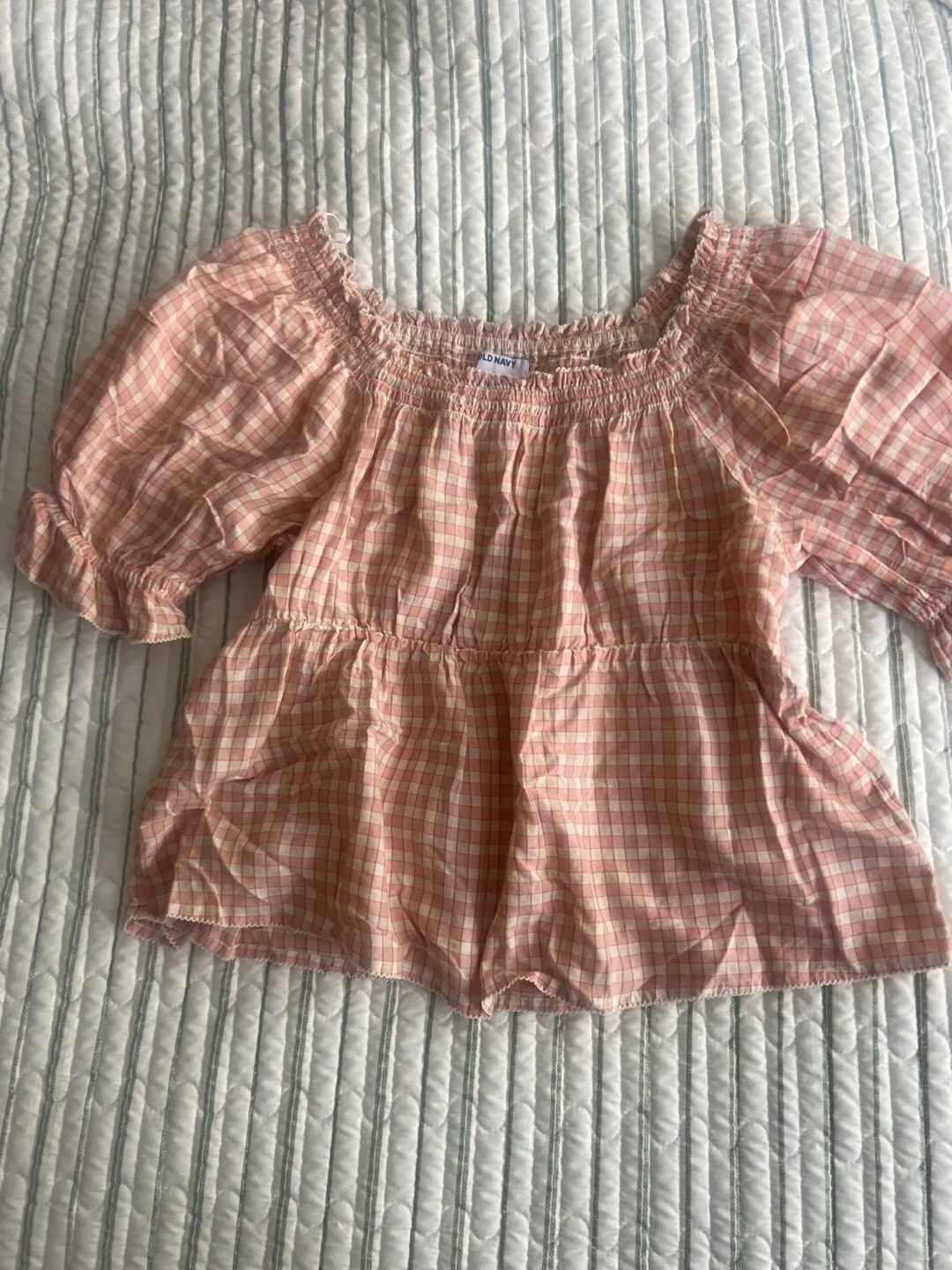 Old Navy Pink Gingham Blouse - Size L thumbnail