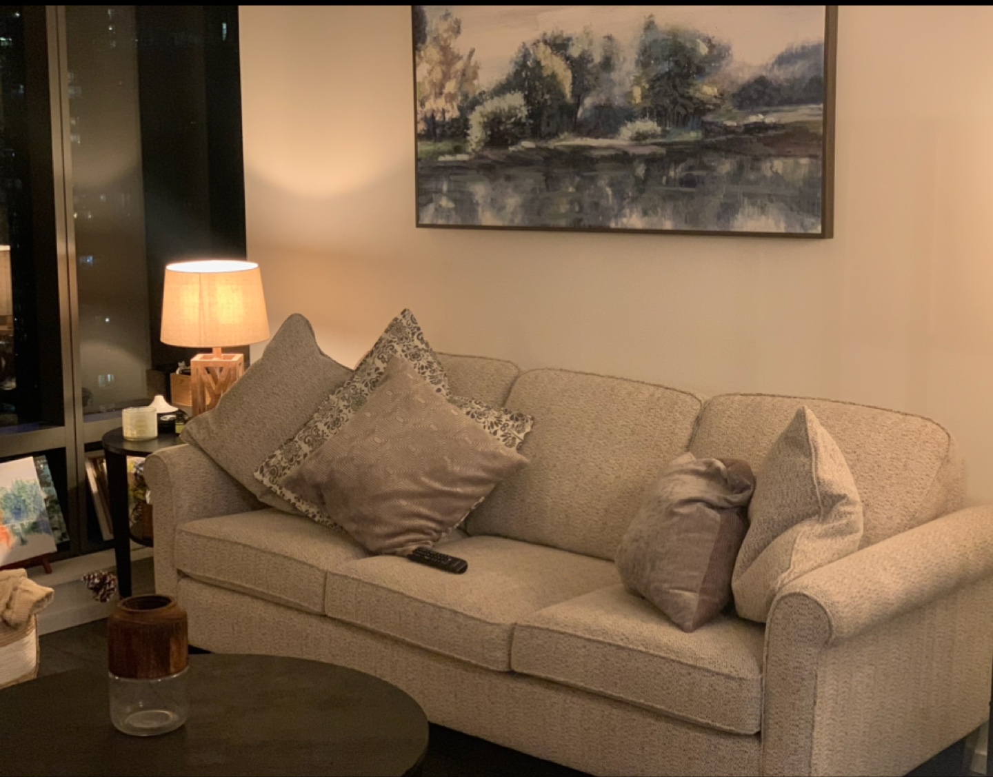 Neutral-toned Sofa with Cushions