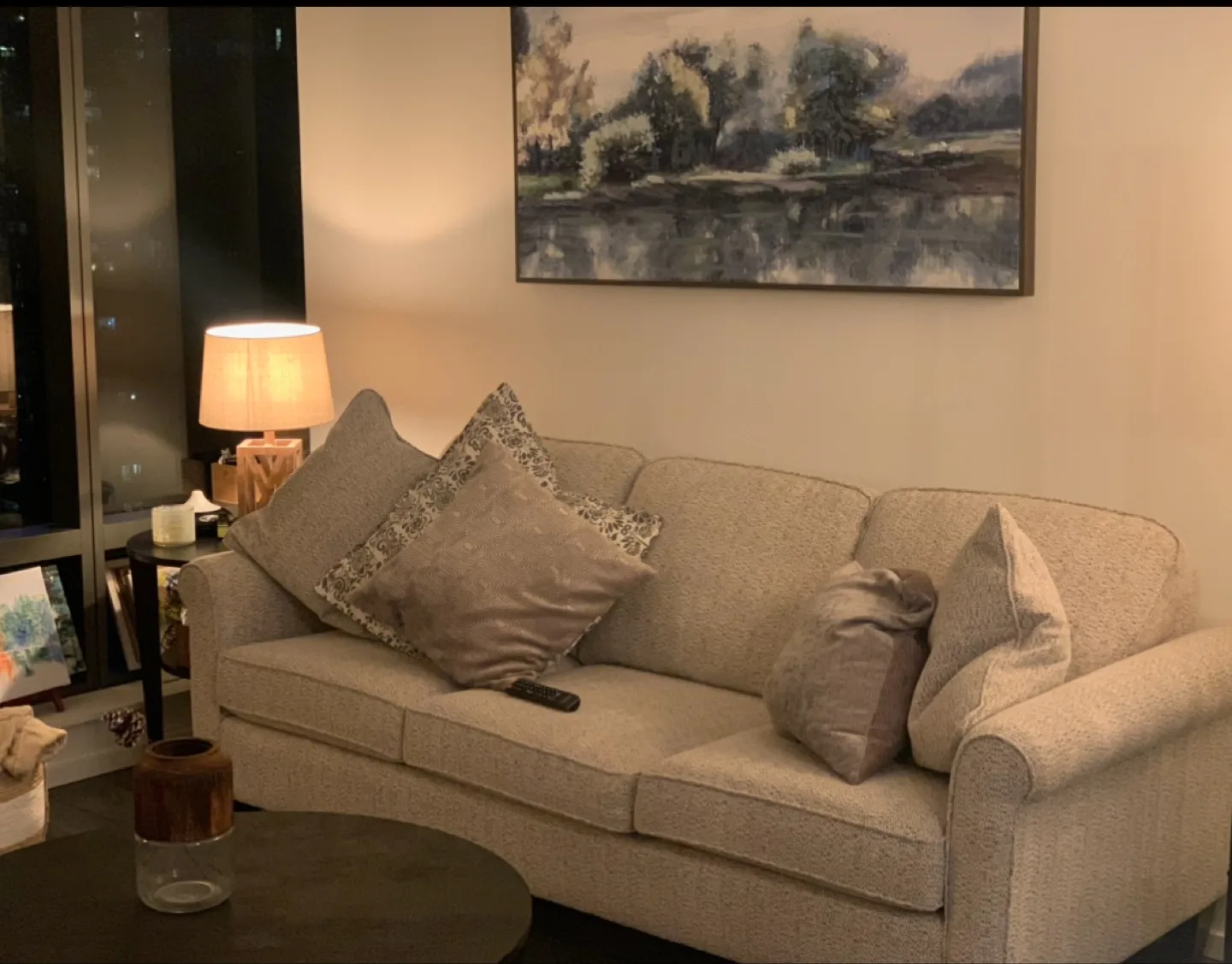 Neutral-toned Sofa with Cushions thumbnail