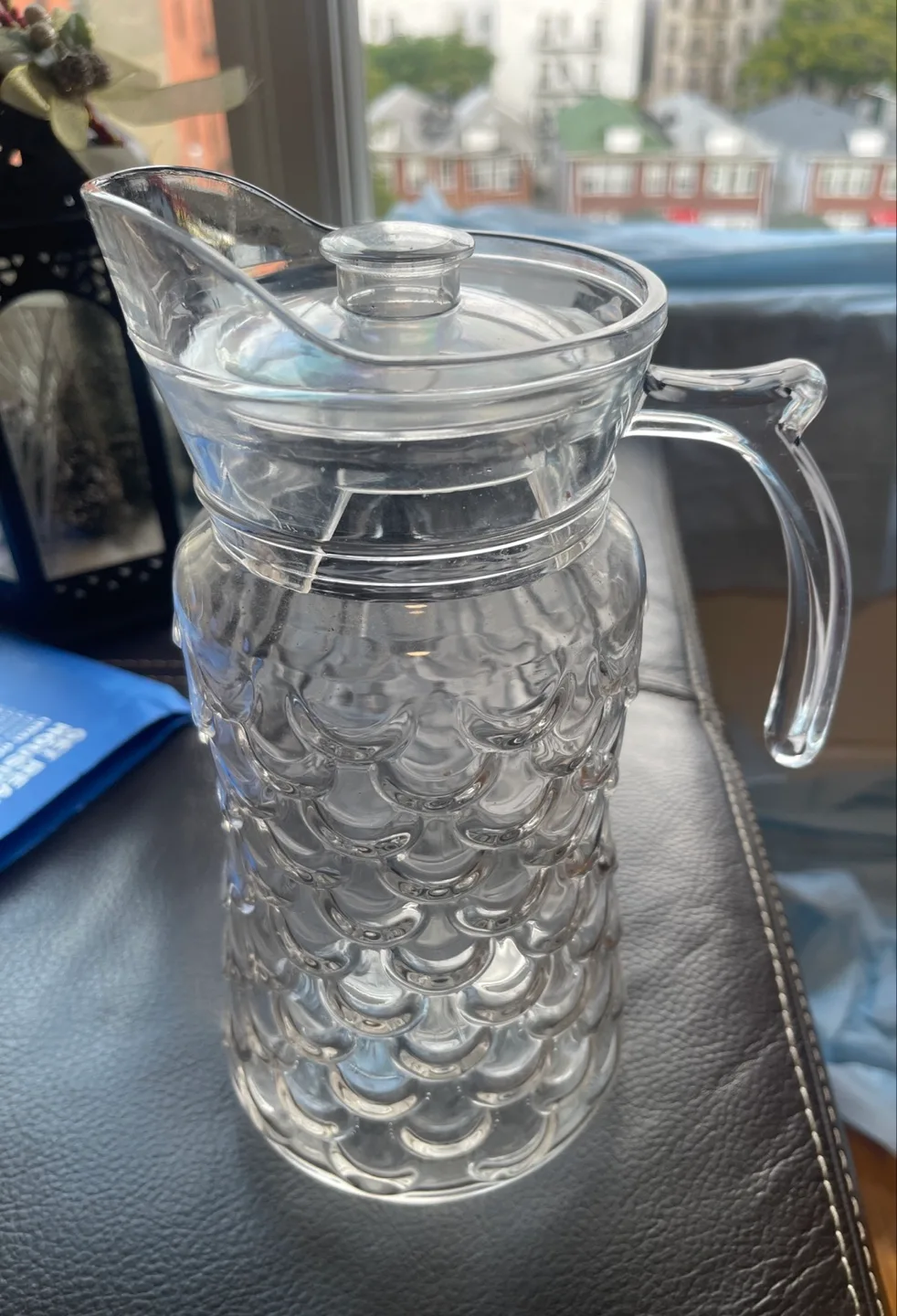 🎉MOVING SALE🎉Clear Glass Pitcher with Lid thumbnail