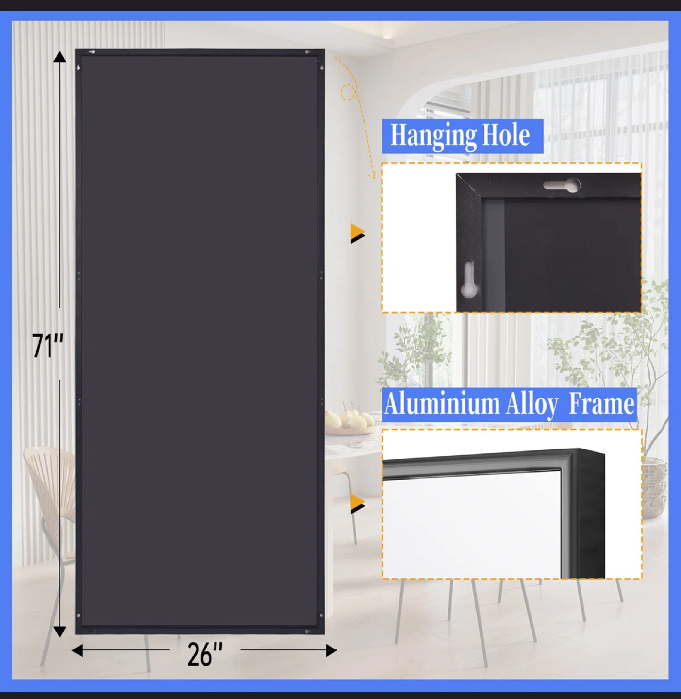 Full Length Mirror Standing or Hanging 71"x26" - photo 2