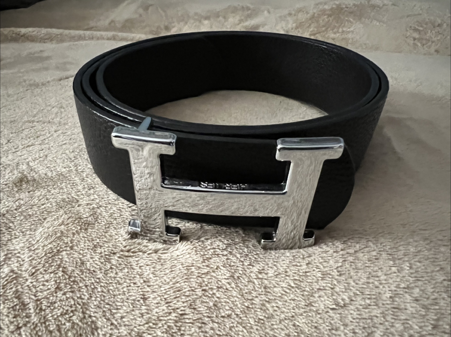 Hermès Black Leather Belt with Silver H Buckle - photo 3