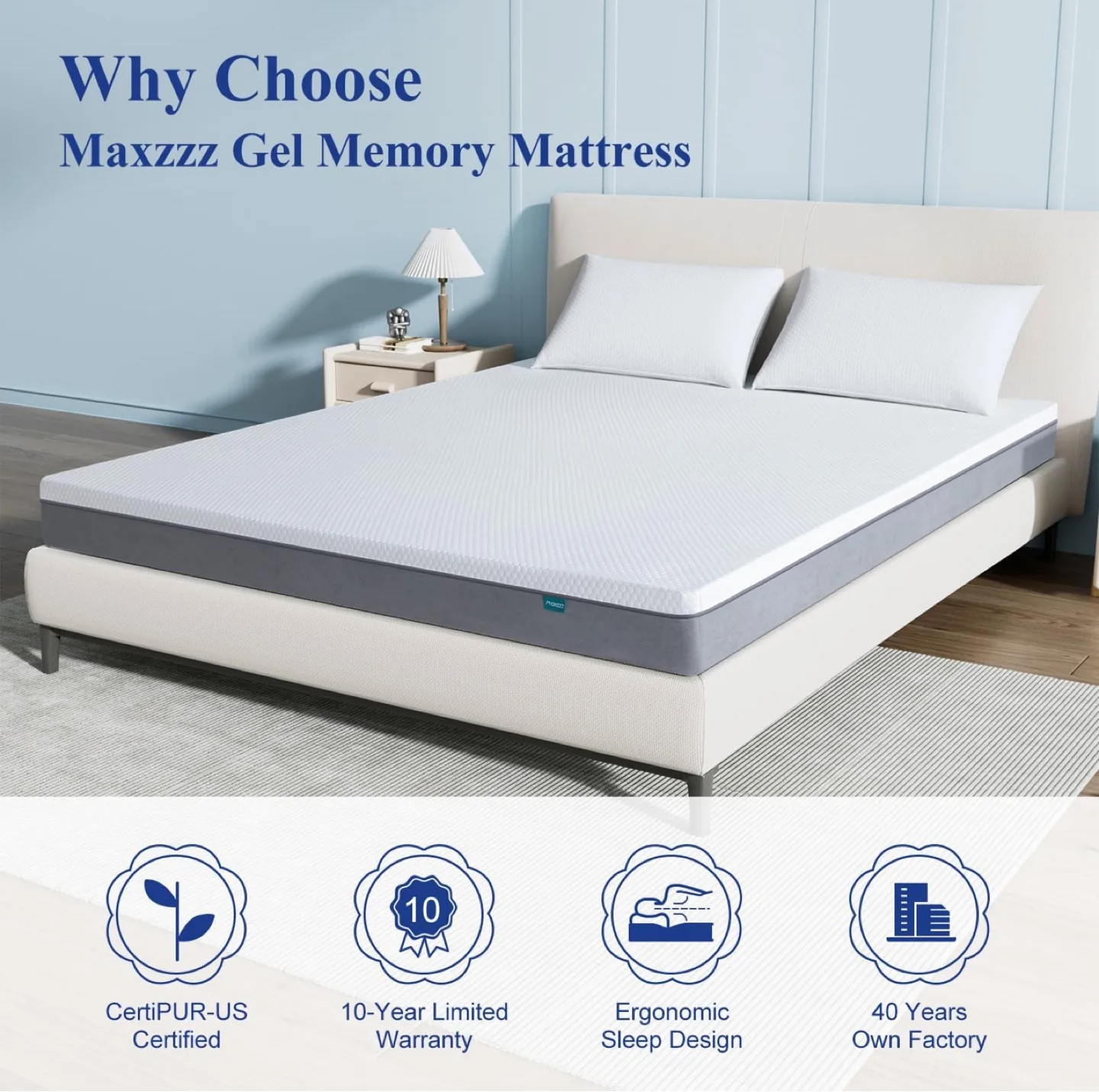 Twin Mattress 6” Luxury Memory Foam Mattresses, Fiberglass-Free thumbnail