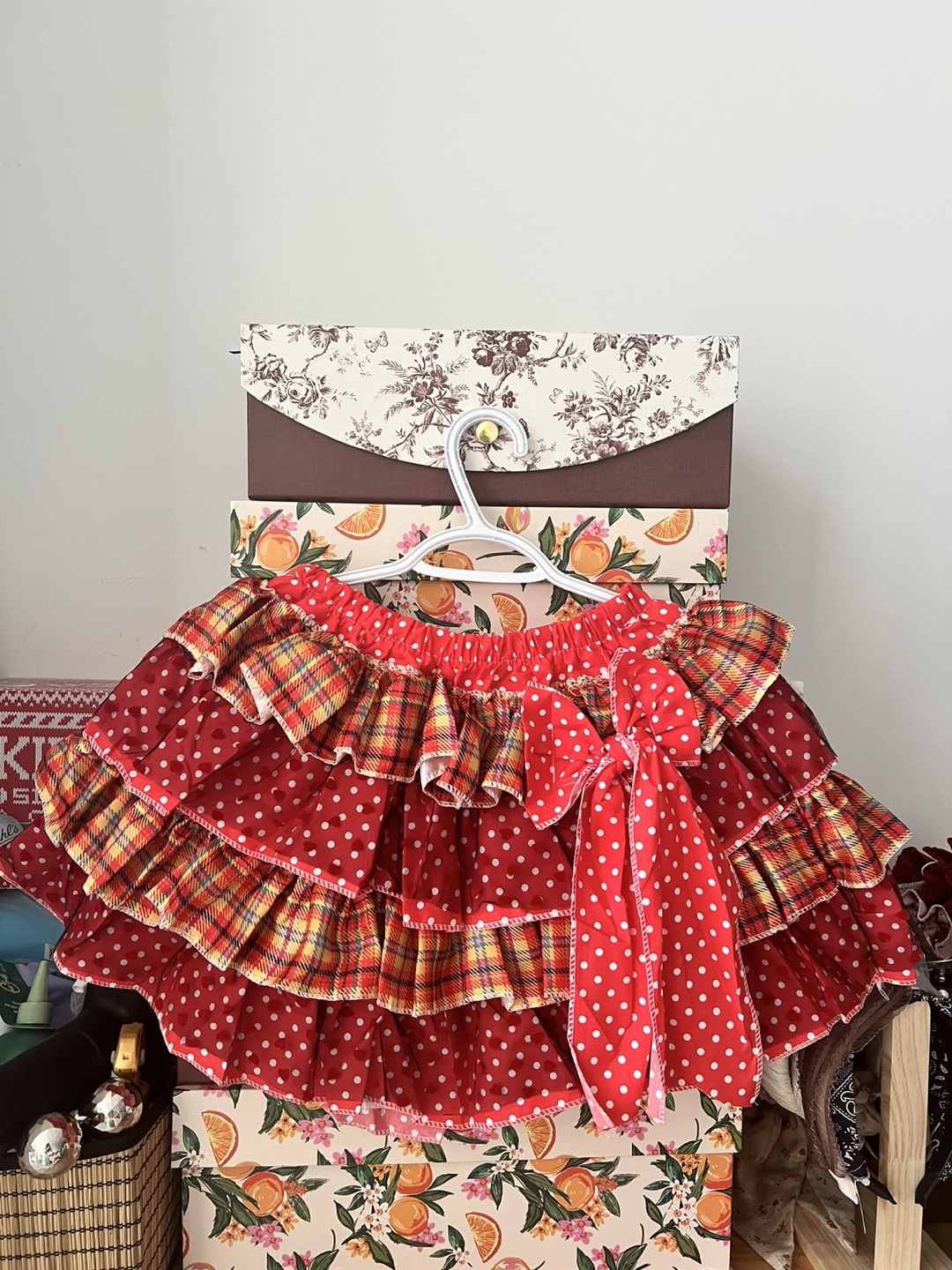 Red Ruffle Skirt with Bow