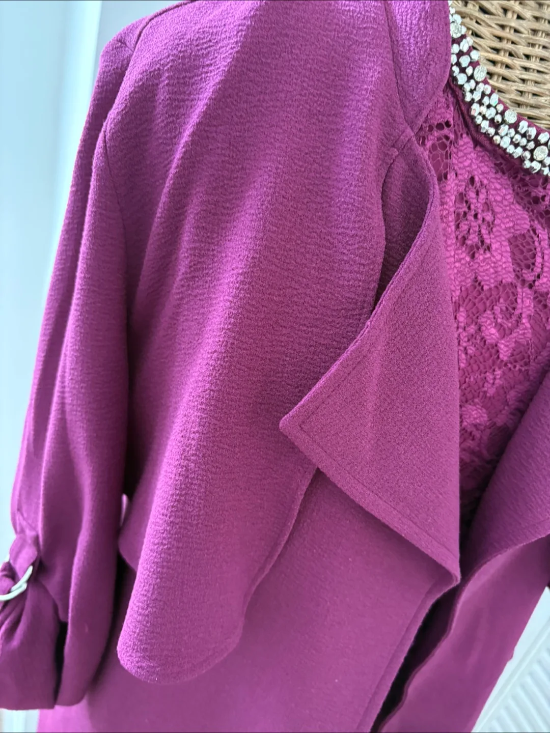 2pc J Lo S Trench M Lace with stone embellished tank top image indicator(3)