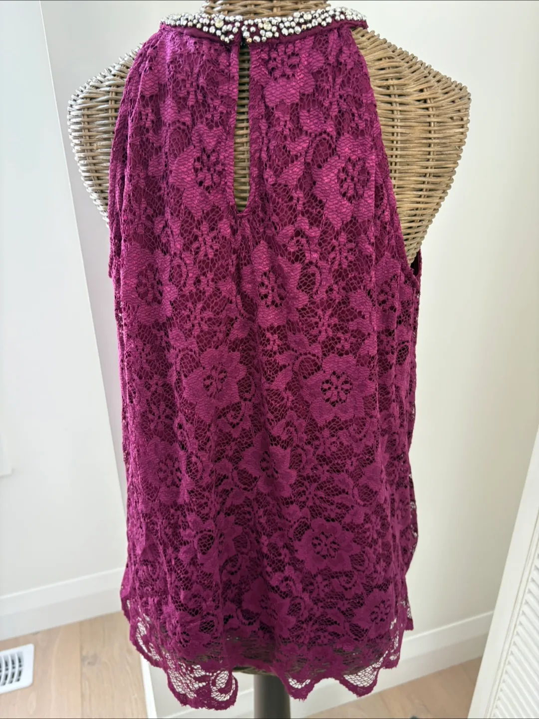 2pc J Lo S Trench M Lace with stone embellished tank top image indicator(8)