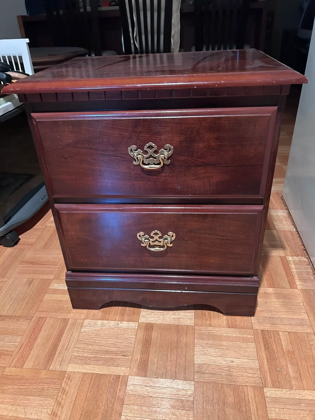 Wooden Nightstand with Two Drawers thumbnail