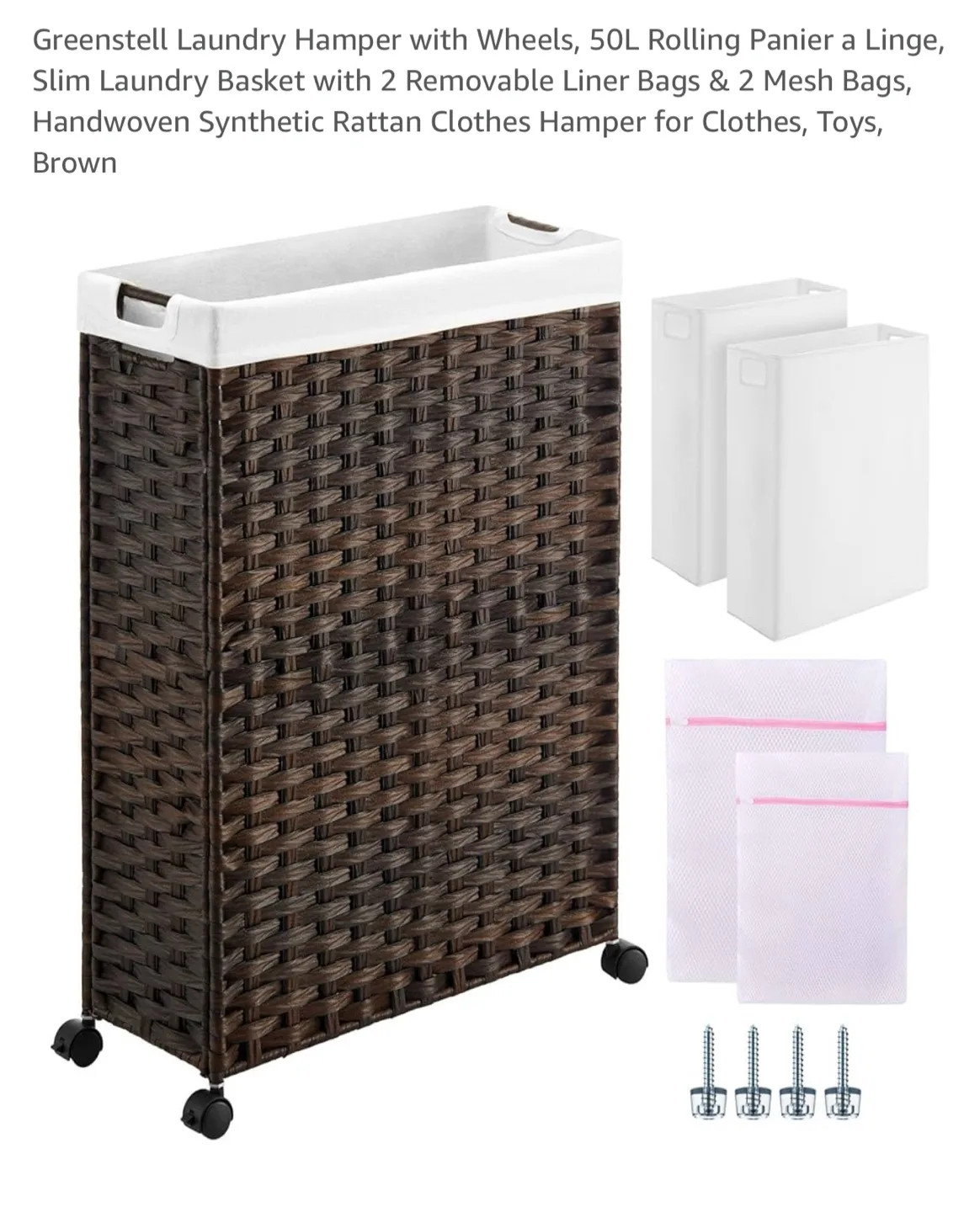 Greenstell Brown Laundry Hamper with Wheels thumbnail
