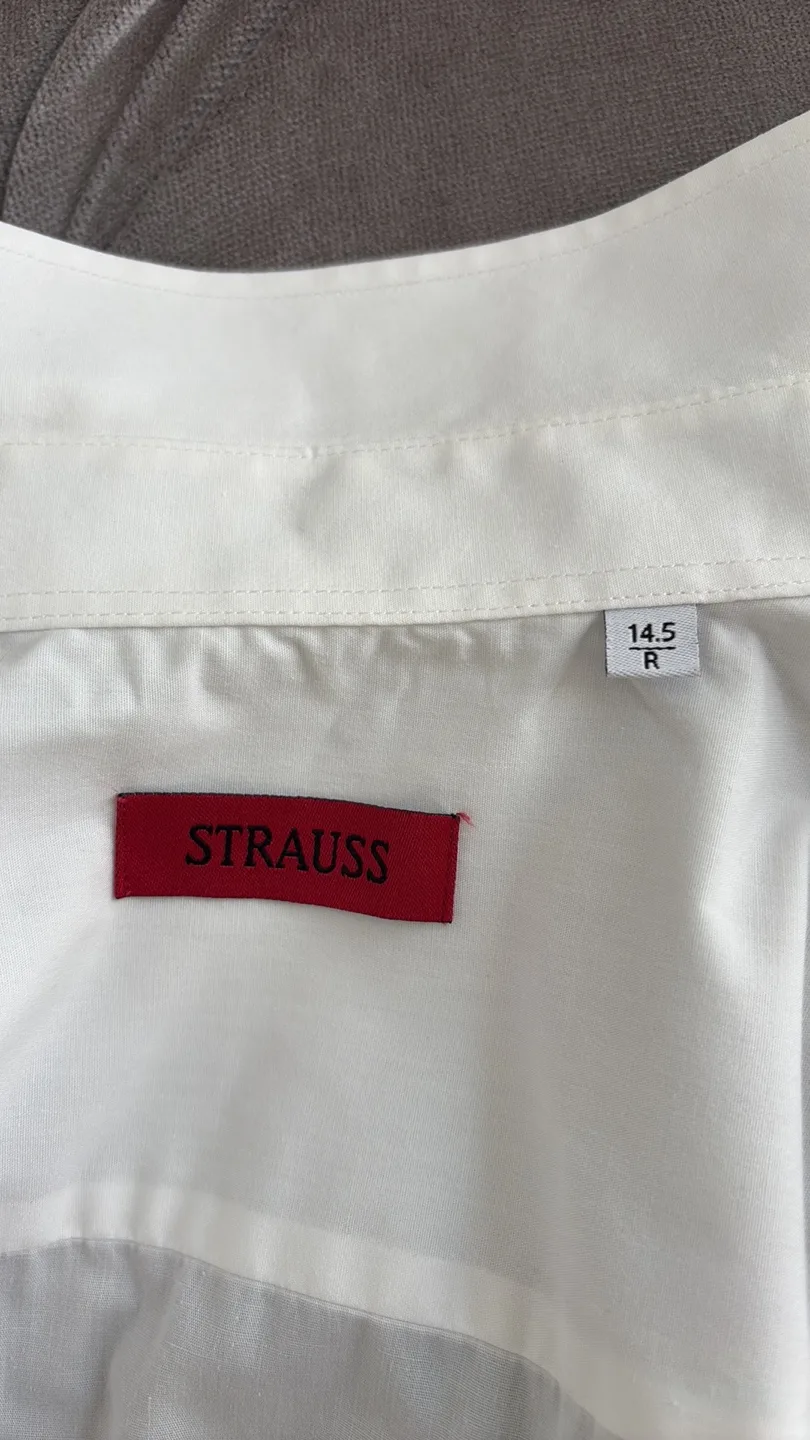 Strauss White Long Sleeve Dress Shirt 14.5 / R image indicator(6)