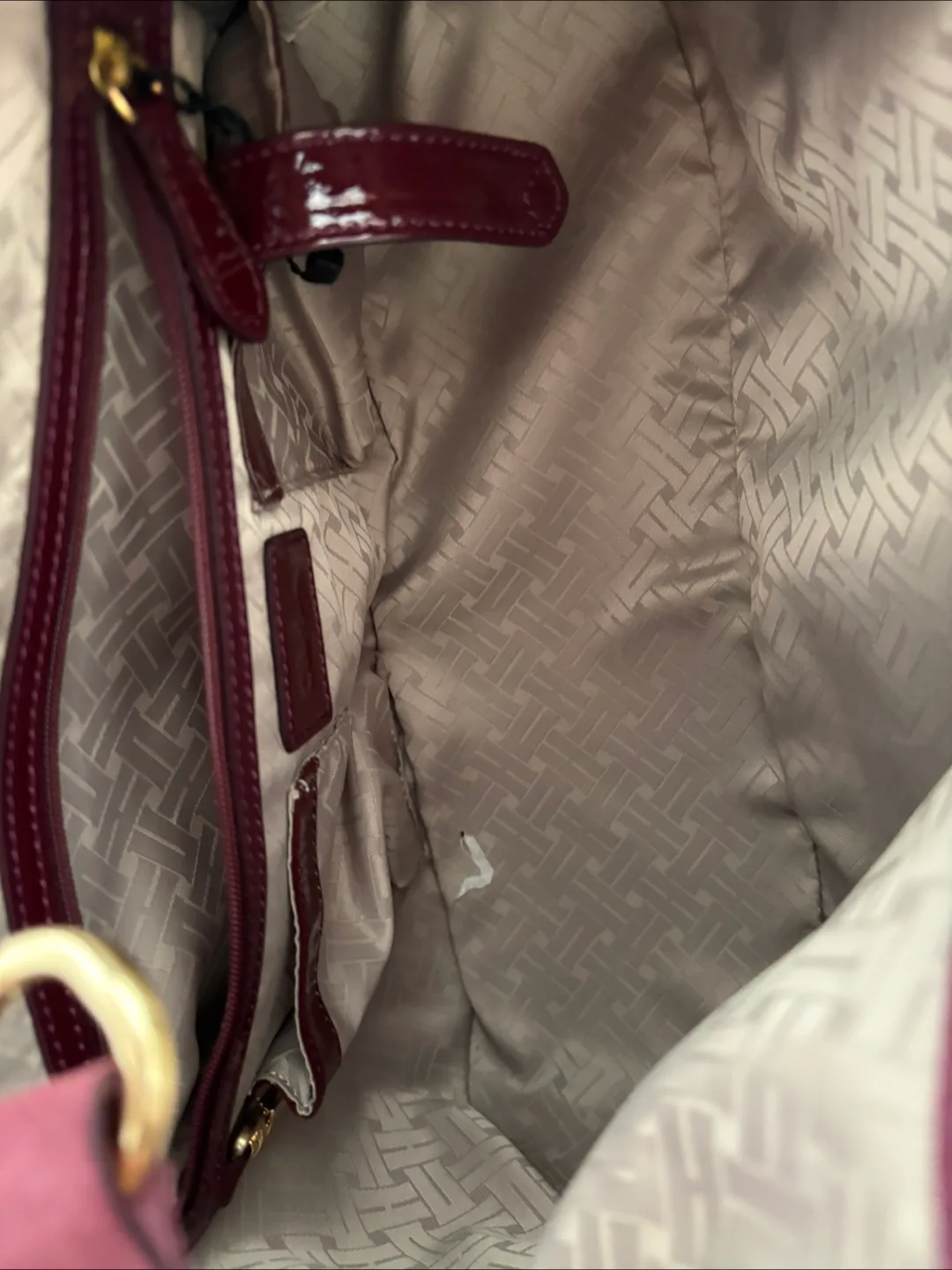 Cole Haan Suede / Patent Leather woven Handle Bag * Mulberry image indicator(5)