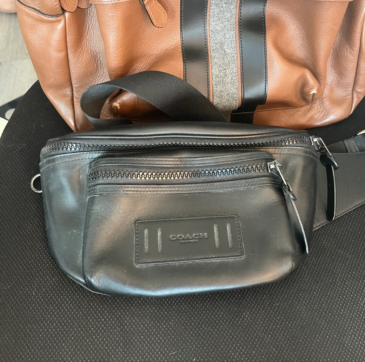 Coach Black Leather Belt Bag thumbnail