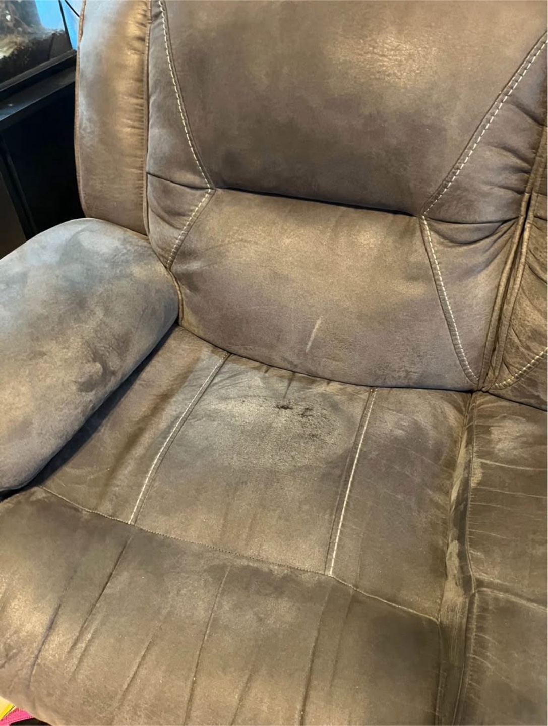 Brown Reclining Sofa with Center Console - photo 3