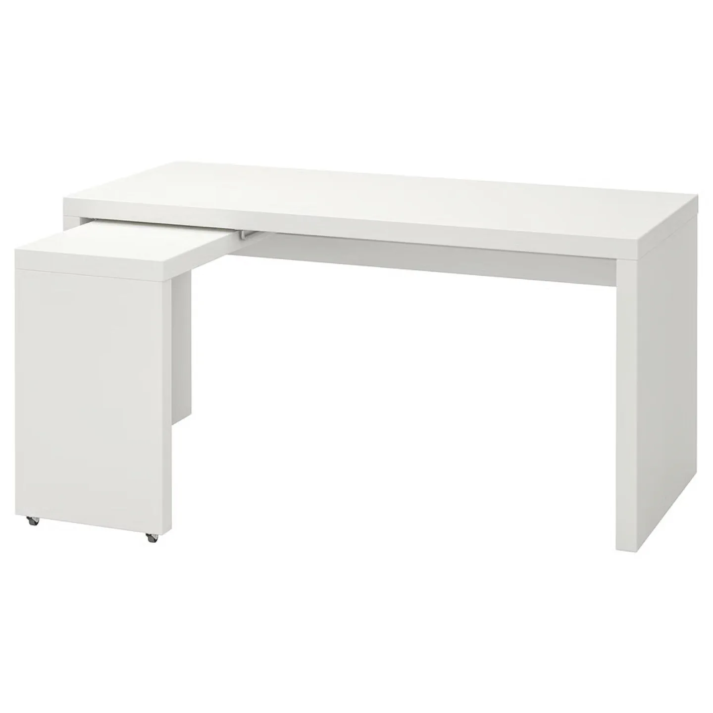 MALM Desk with pull-out panel, white, 151x65 cm thumbnail
