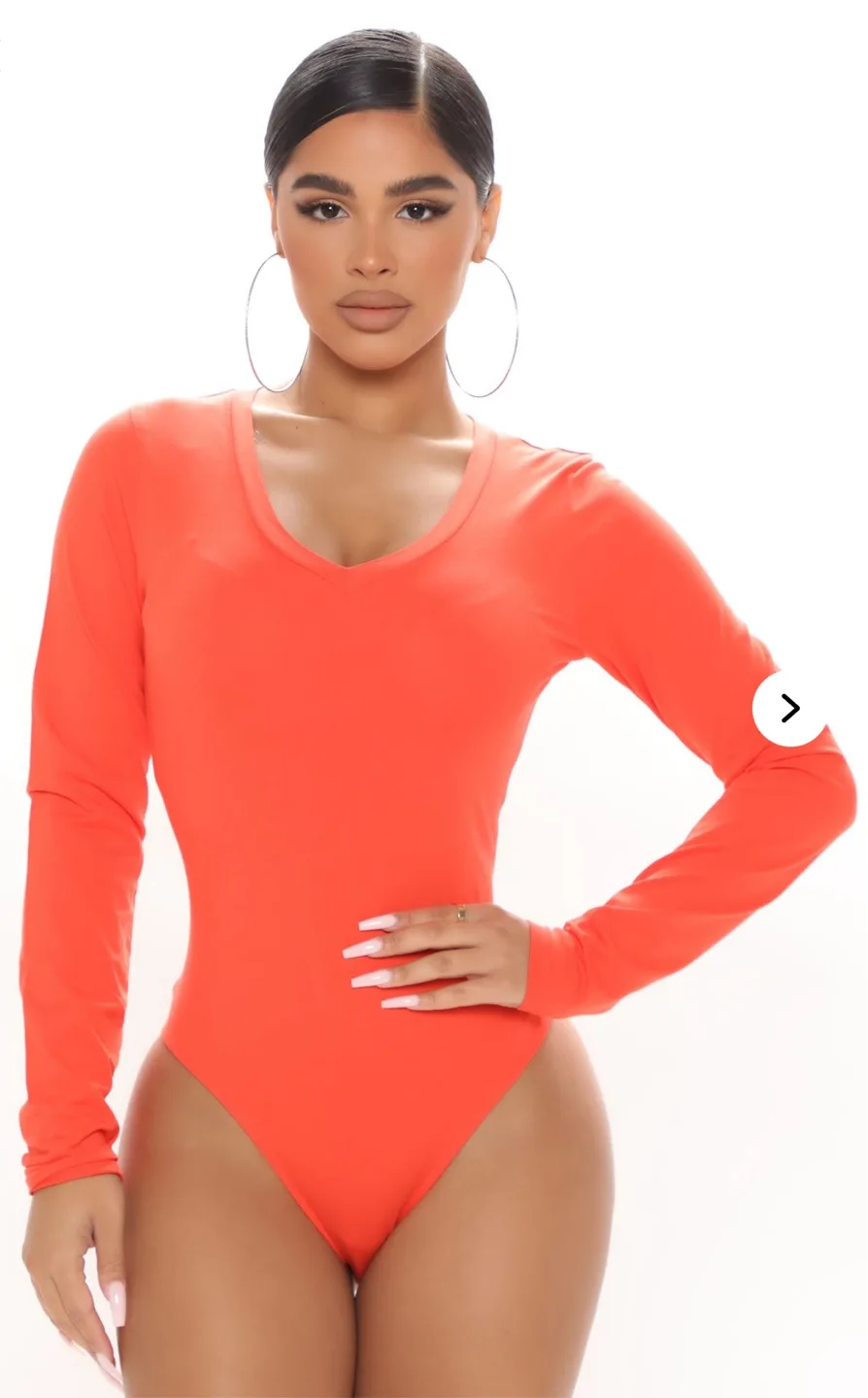 Brand New! Fashion Nova Orange Long Sleeve Bodysuit - XL thumbnail