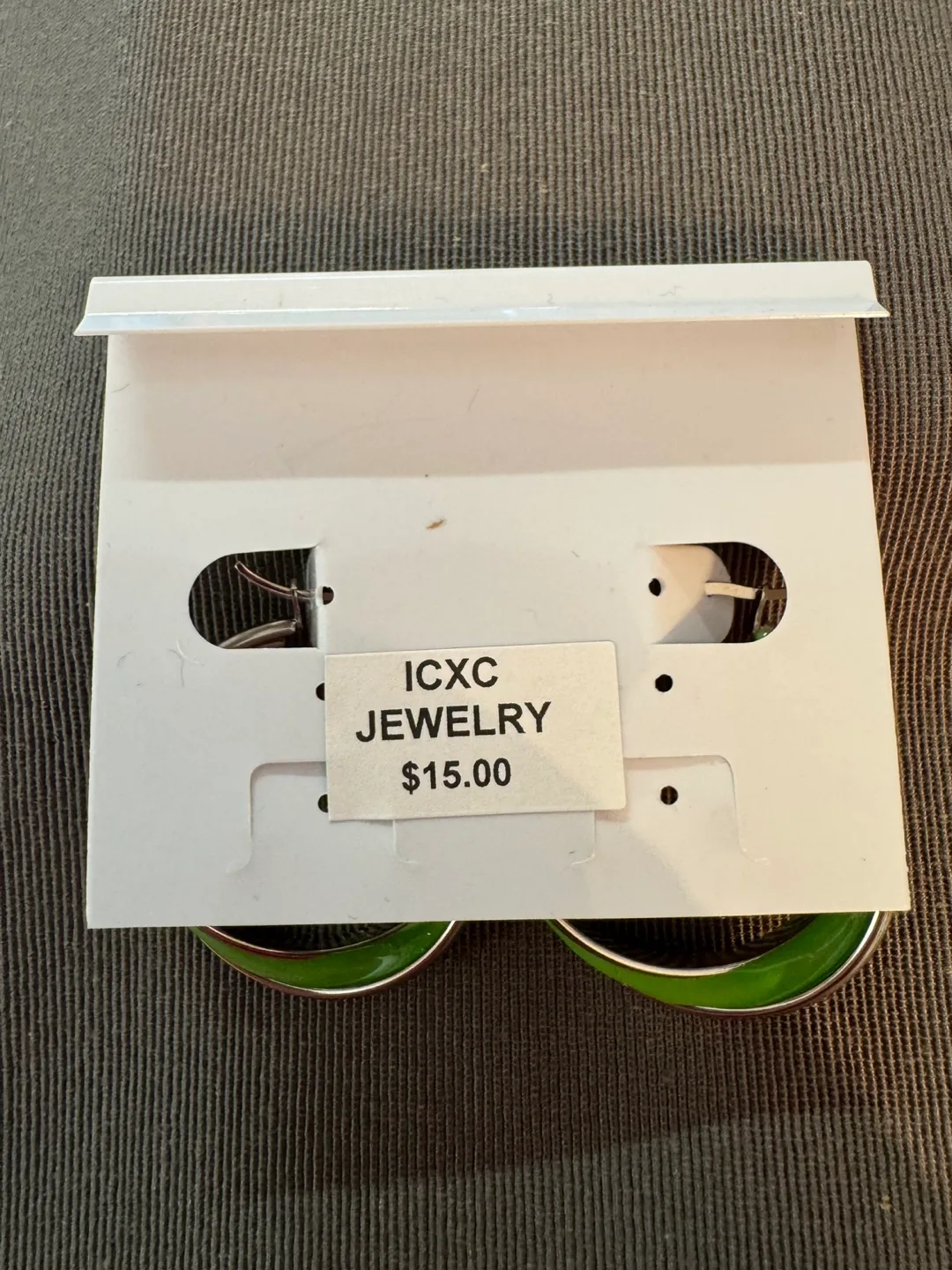 CLEARANCE!! Chartreuse Hand Enameled Hoops S. Steel Silver 1.5” image indicator(7)