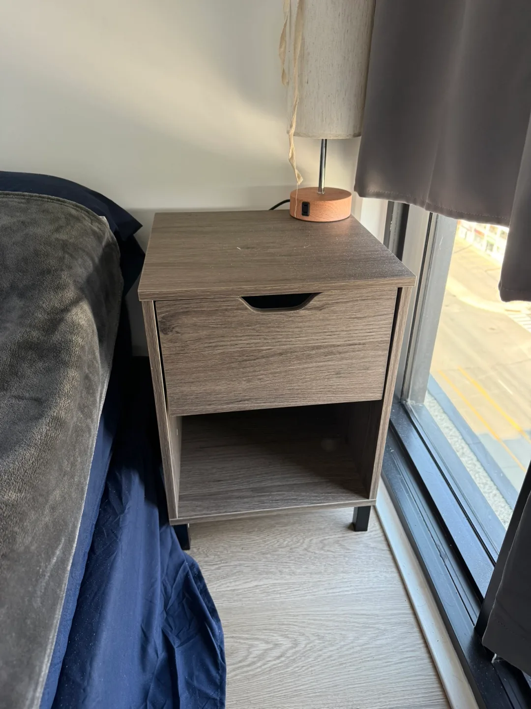 2 Wood-look Nightstand with Drawer thumbnail