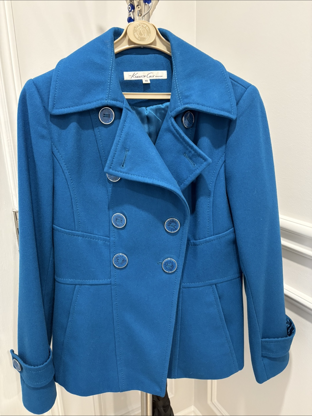 Kenneth Cole New York Blue Wool Pea Coat Size 10 - photo 2