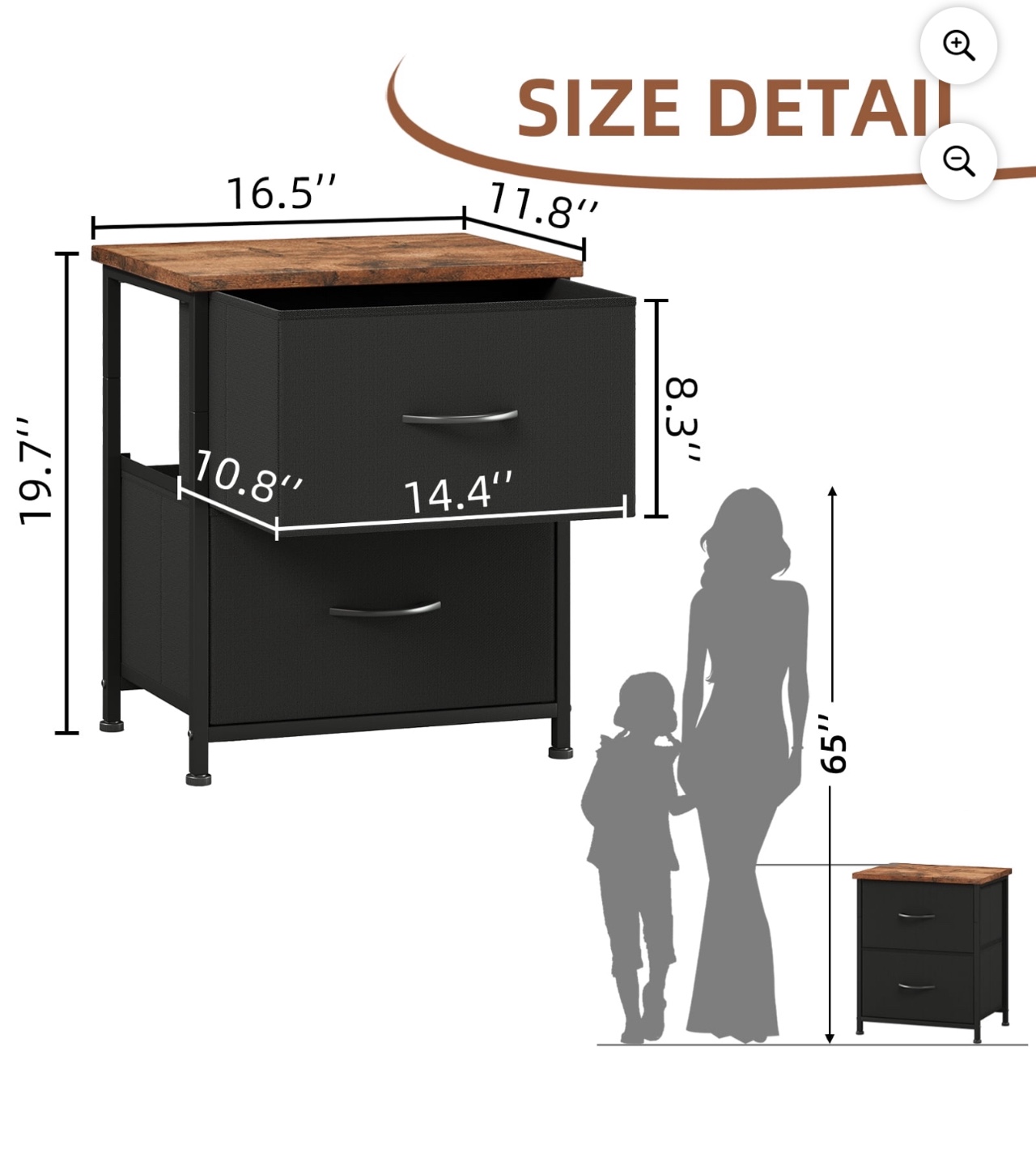 Somdot Small Nightstand for Bedroom with 2 Fabric - photo 5