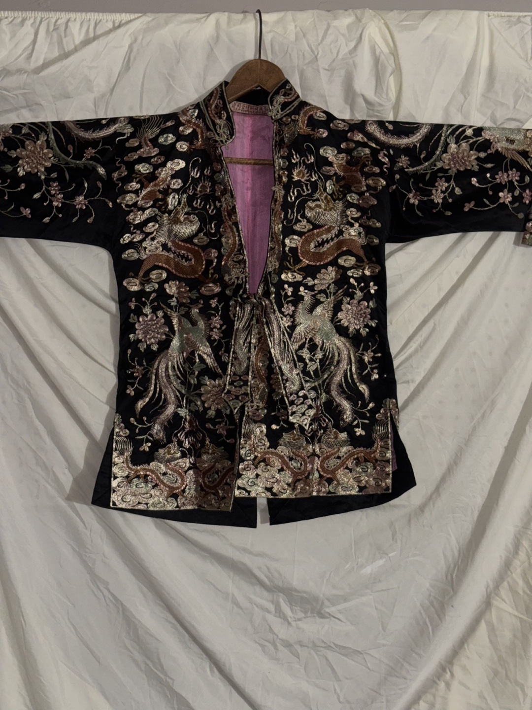 1940”black silk wedding jacket .