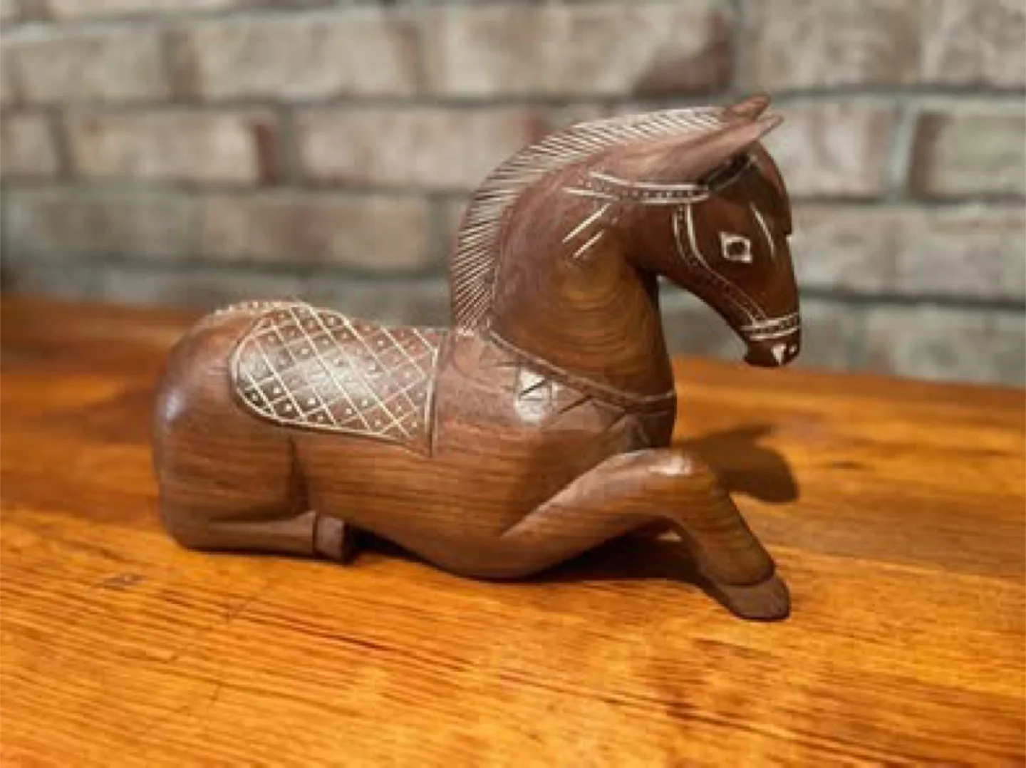 Vintage Hand-Carved Wooden Horse Statue with Hidden Compartment image indicator(2)