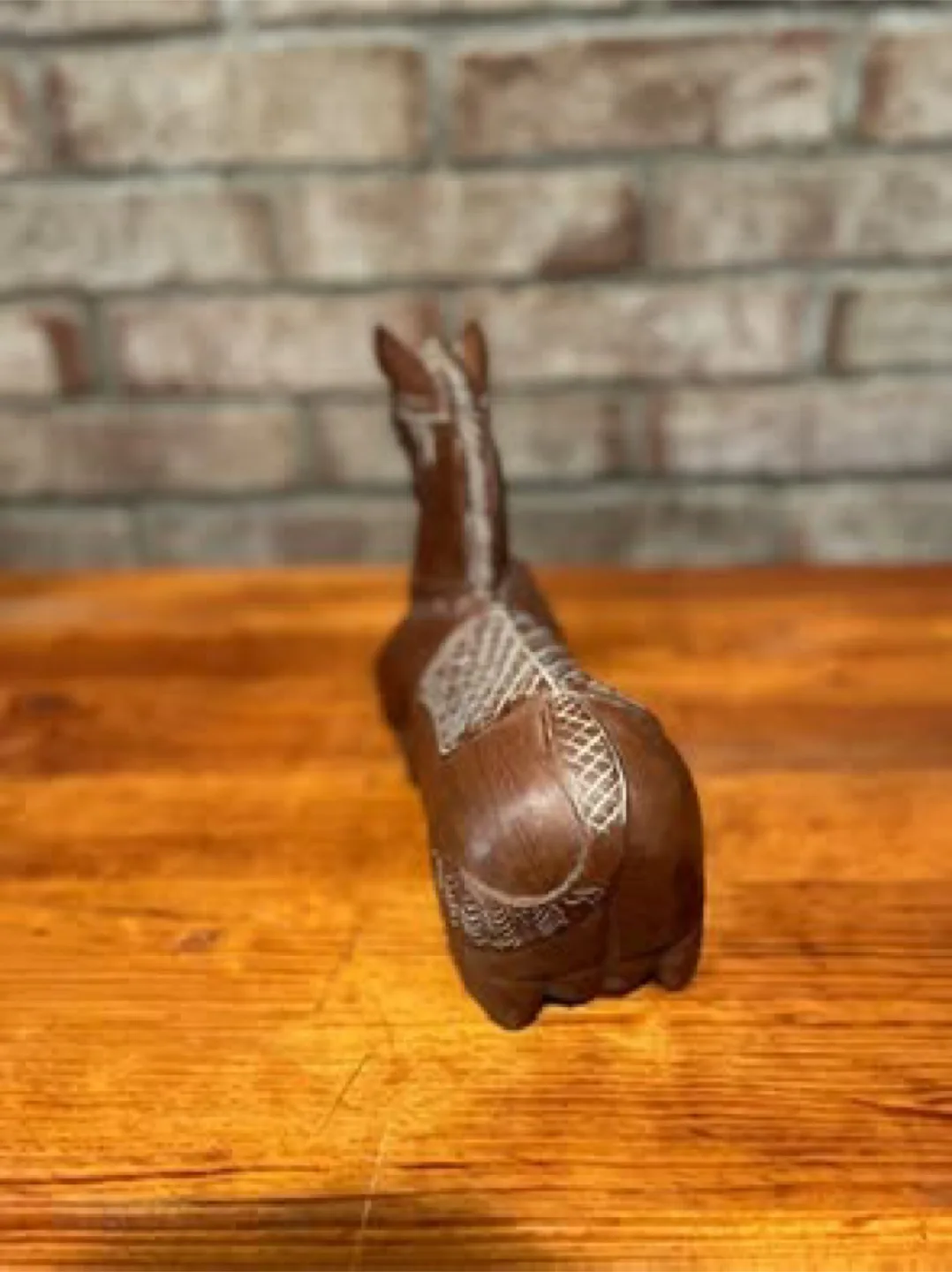 Vintage Hand-Carved Wooden Horse Statue with Hidden Compartment image indicator(3)