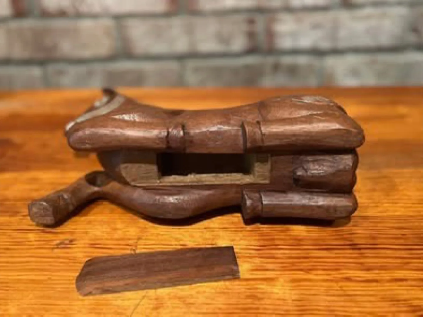 Vintage Hand-Carved Wooden Horse Statue with Hidden Compartment image indicator(4)