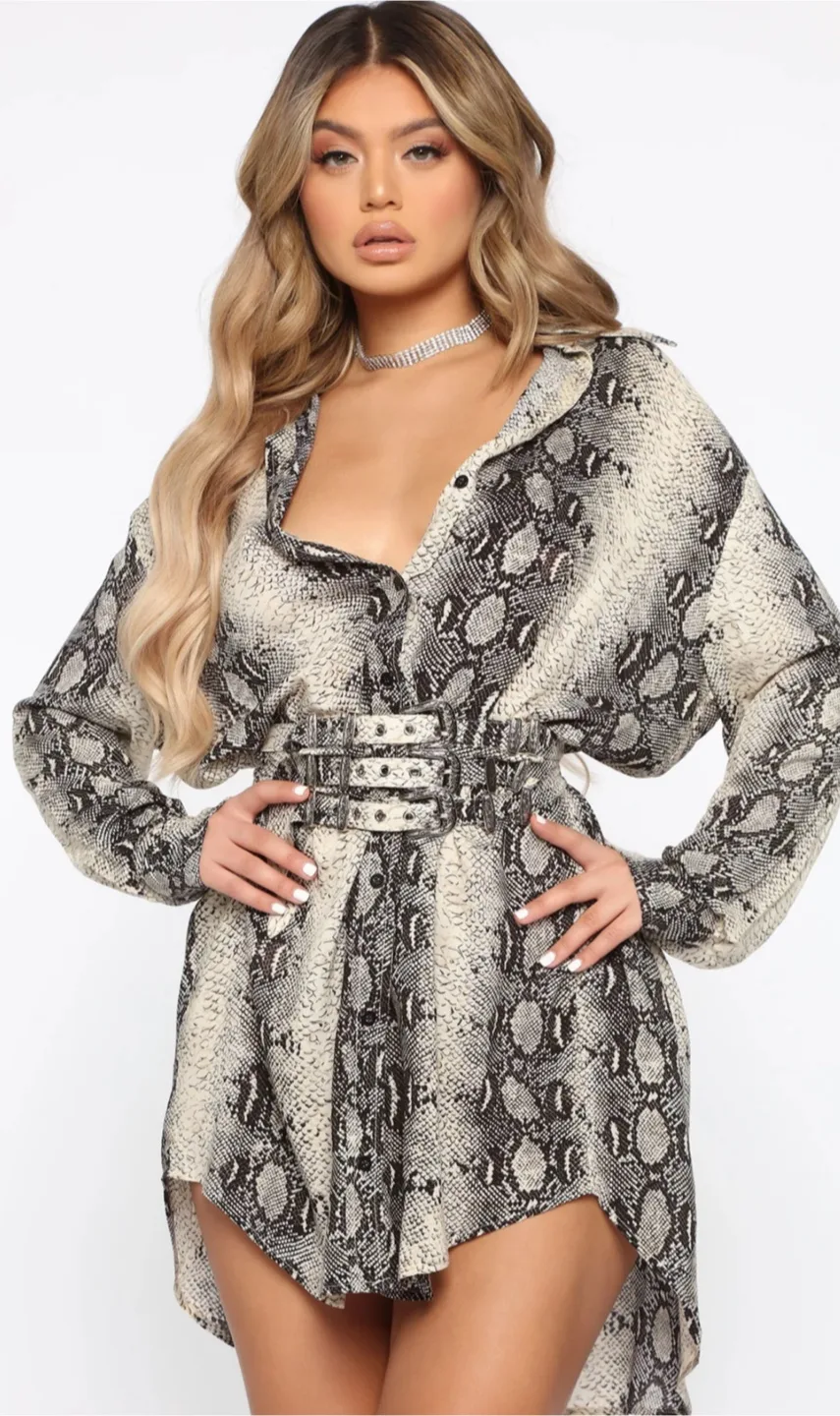 BRAND NEW Snake Corset Shirt Dress, Size M (Fits L, XL) thumbnail