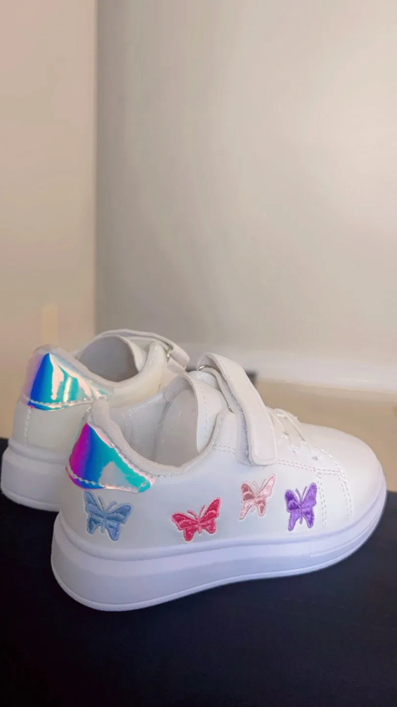 White Sneakers with Butterfly Design thumbnail