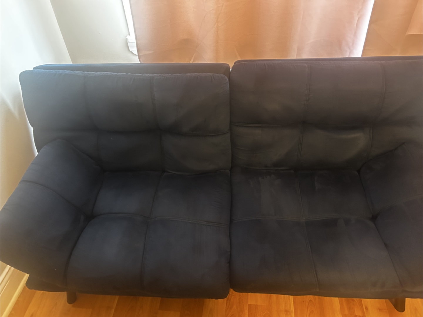 Navy Blue Memory Foam Futon Sofa Bed - photo 4
