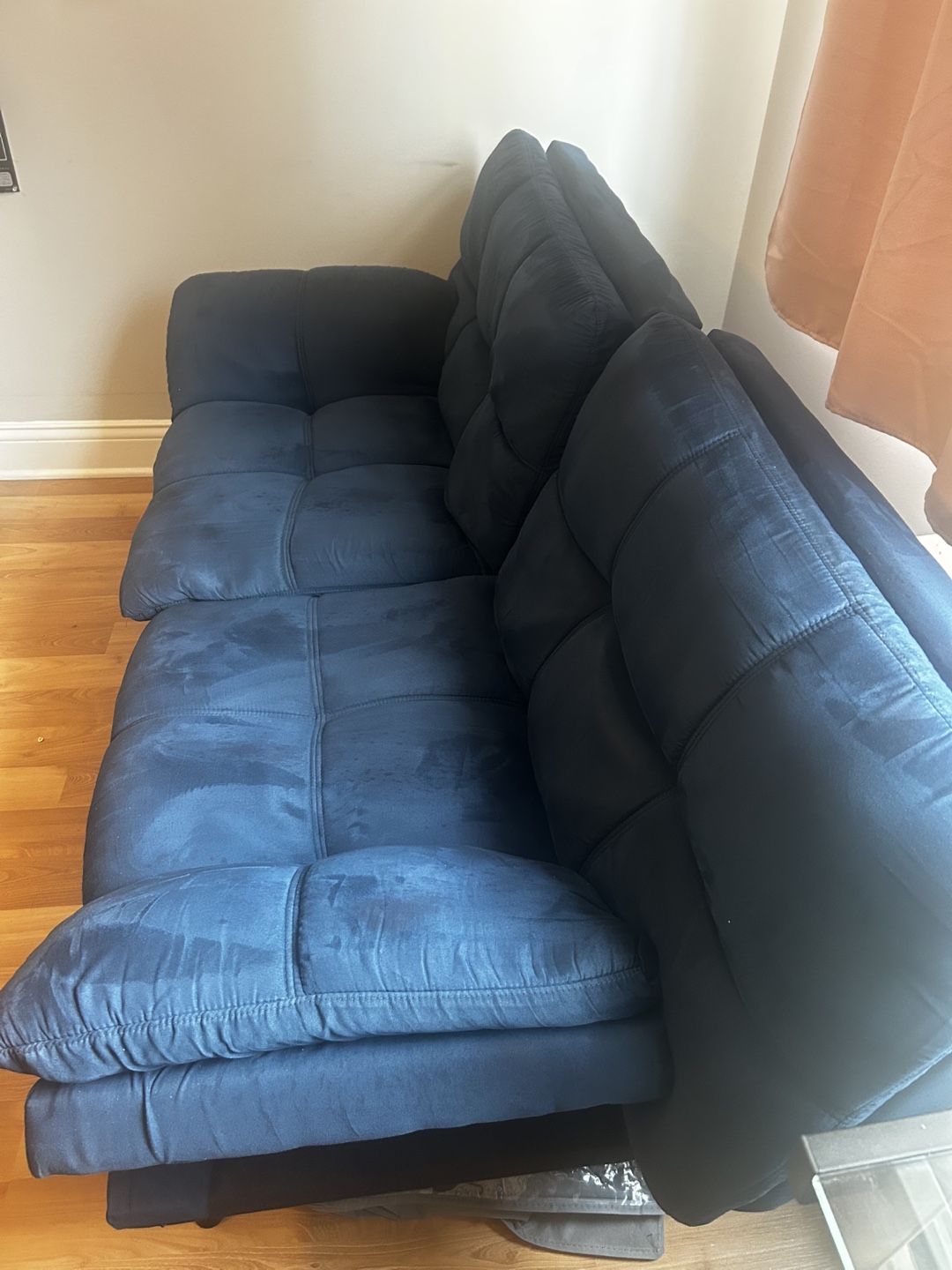 Navy Blue Memory Foam Futon Sofa Bed - photo 2