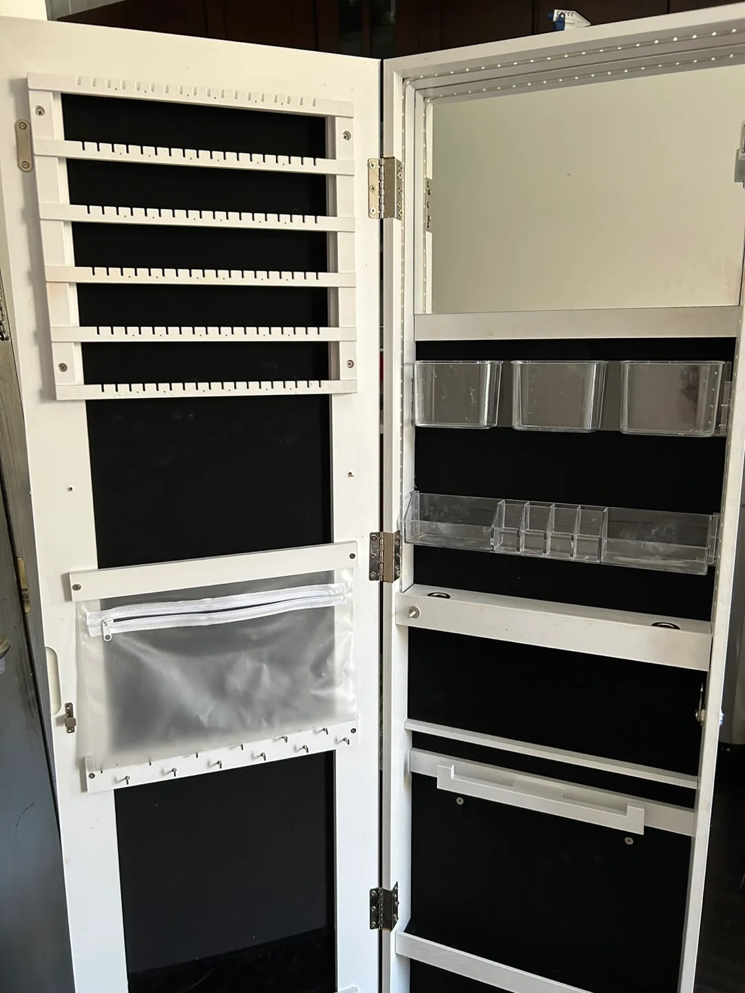 White Jewelry Armoire with Mirror image indicator(6)