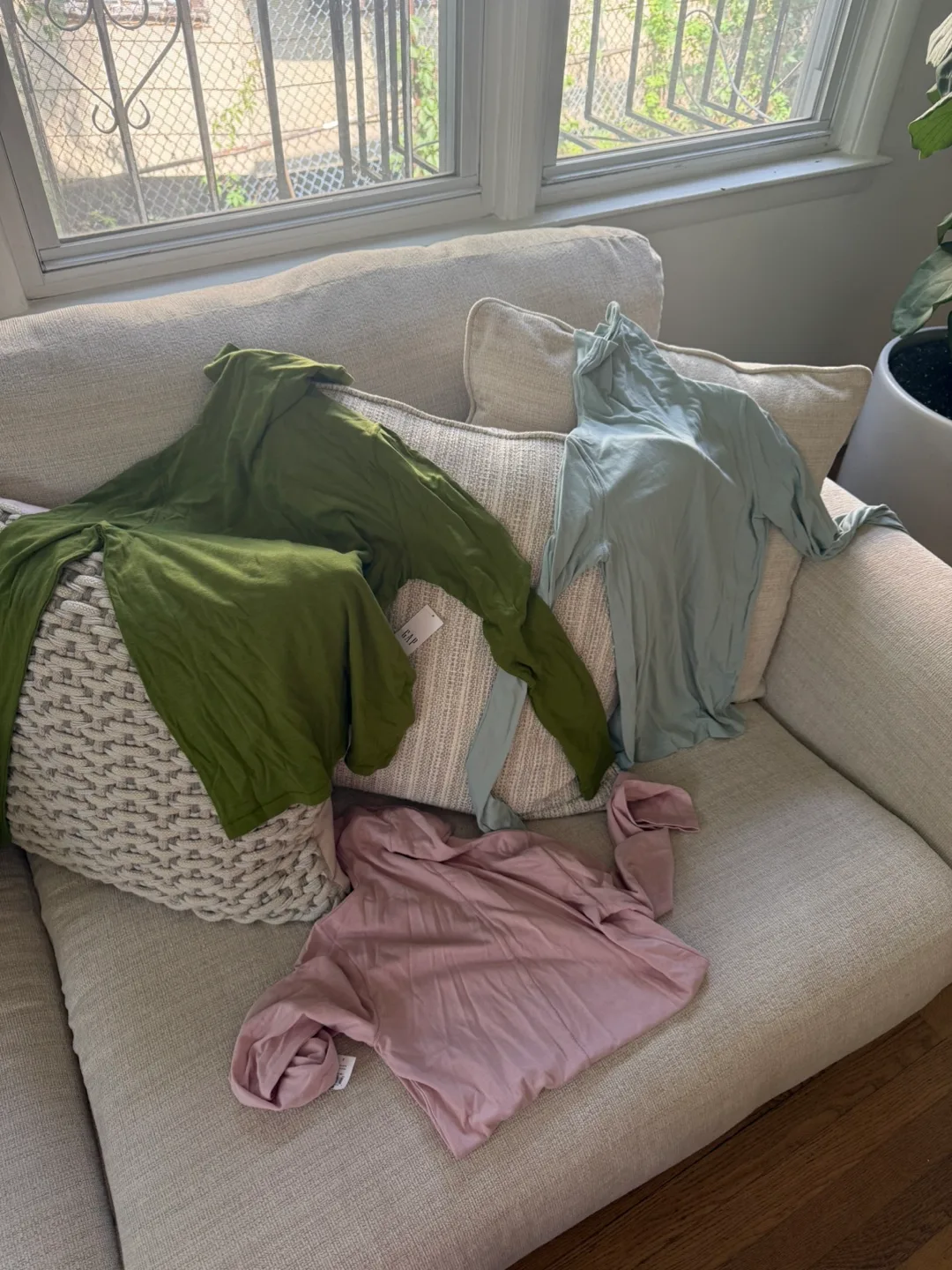 GAP Long Sleeve Top Bundle - Green, Blue, Pink thumbnail