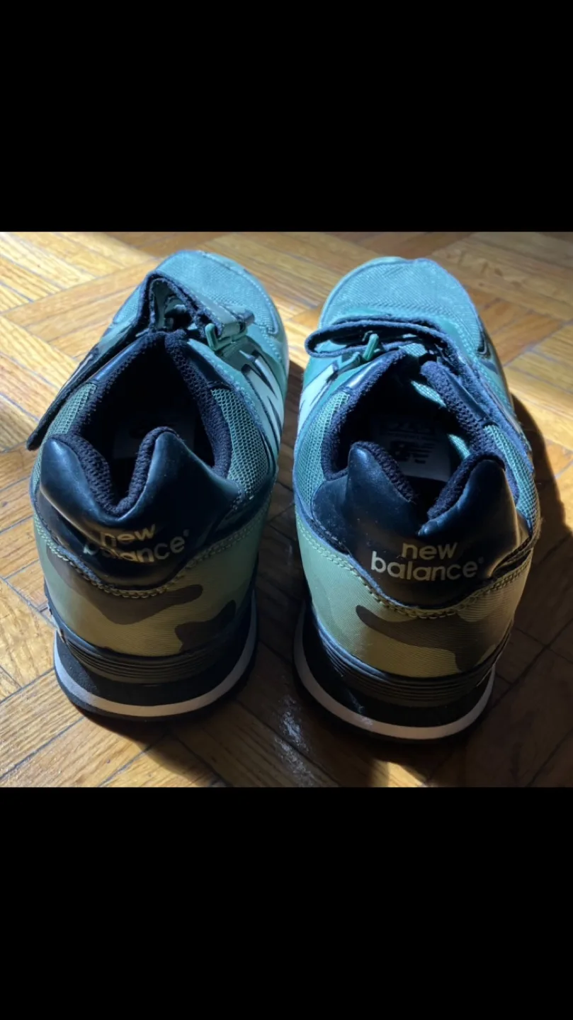 New Balance 574 V1 Camo Sneakers Boys size 7/Womens 8.5-9 👟💚🖤🤎🇨🇦 image indicator(7)