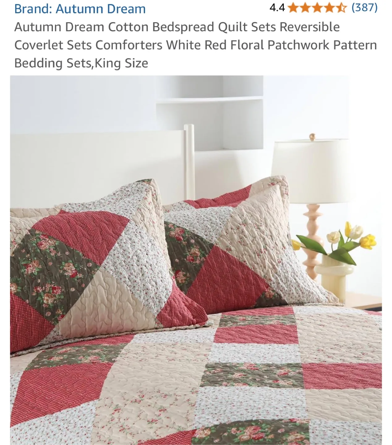 Autumn Dream King Size Quilt Set - Red Floral Patchwork image indicator(4)