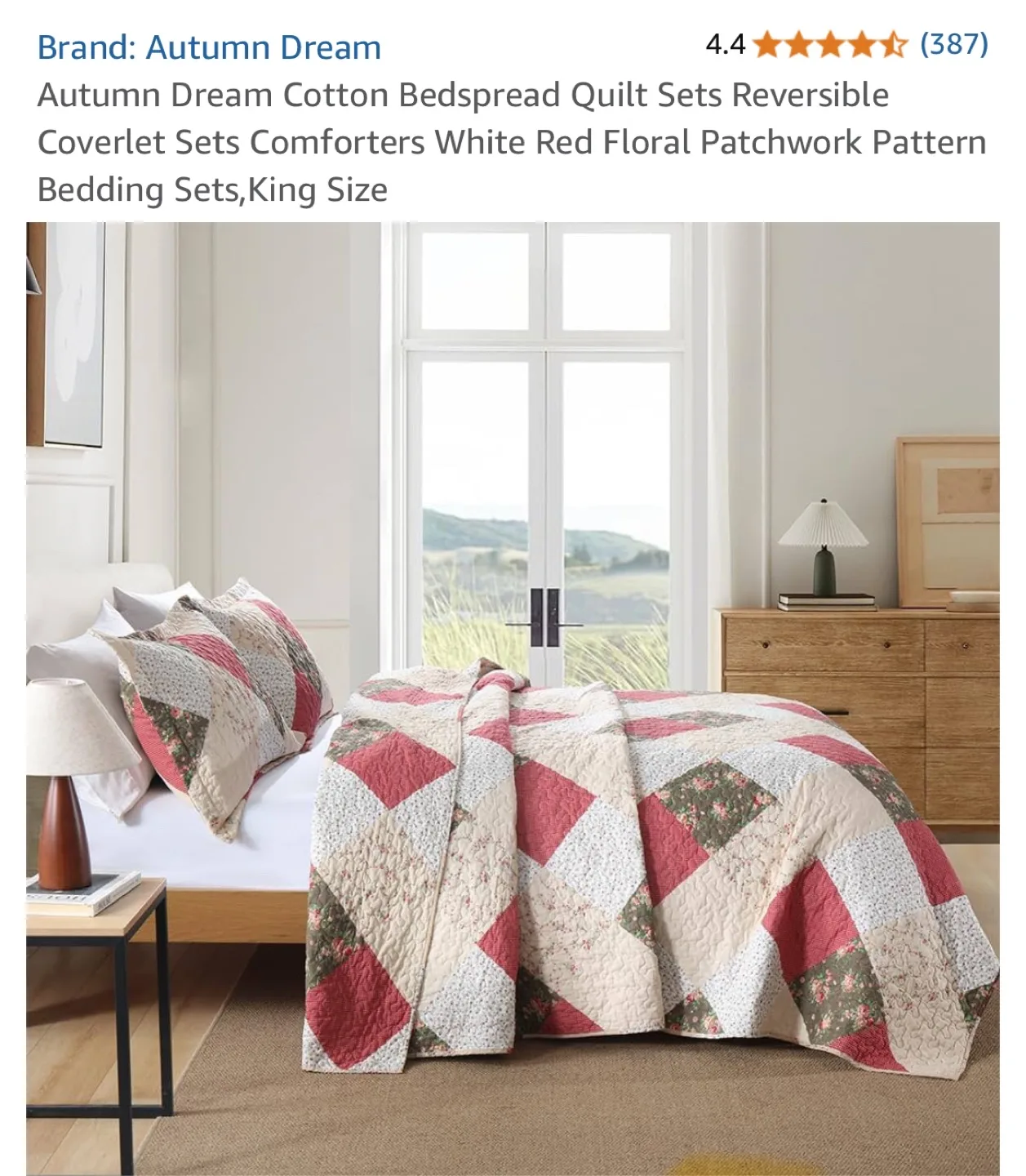 Autumn Dream King Size Quilt Set - Red Floral Patchwork image indicator(2)