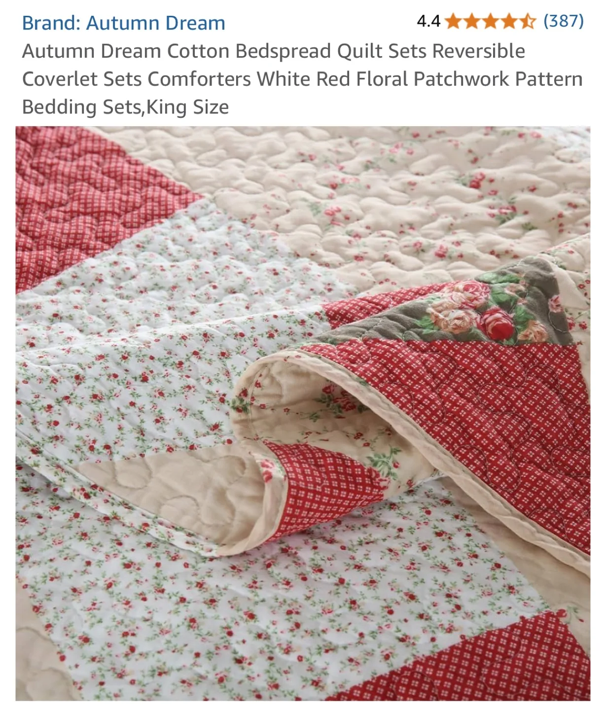 Autumn Dream King Size Quilt Set - Red Floral Patchwork image indicator(9)