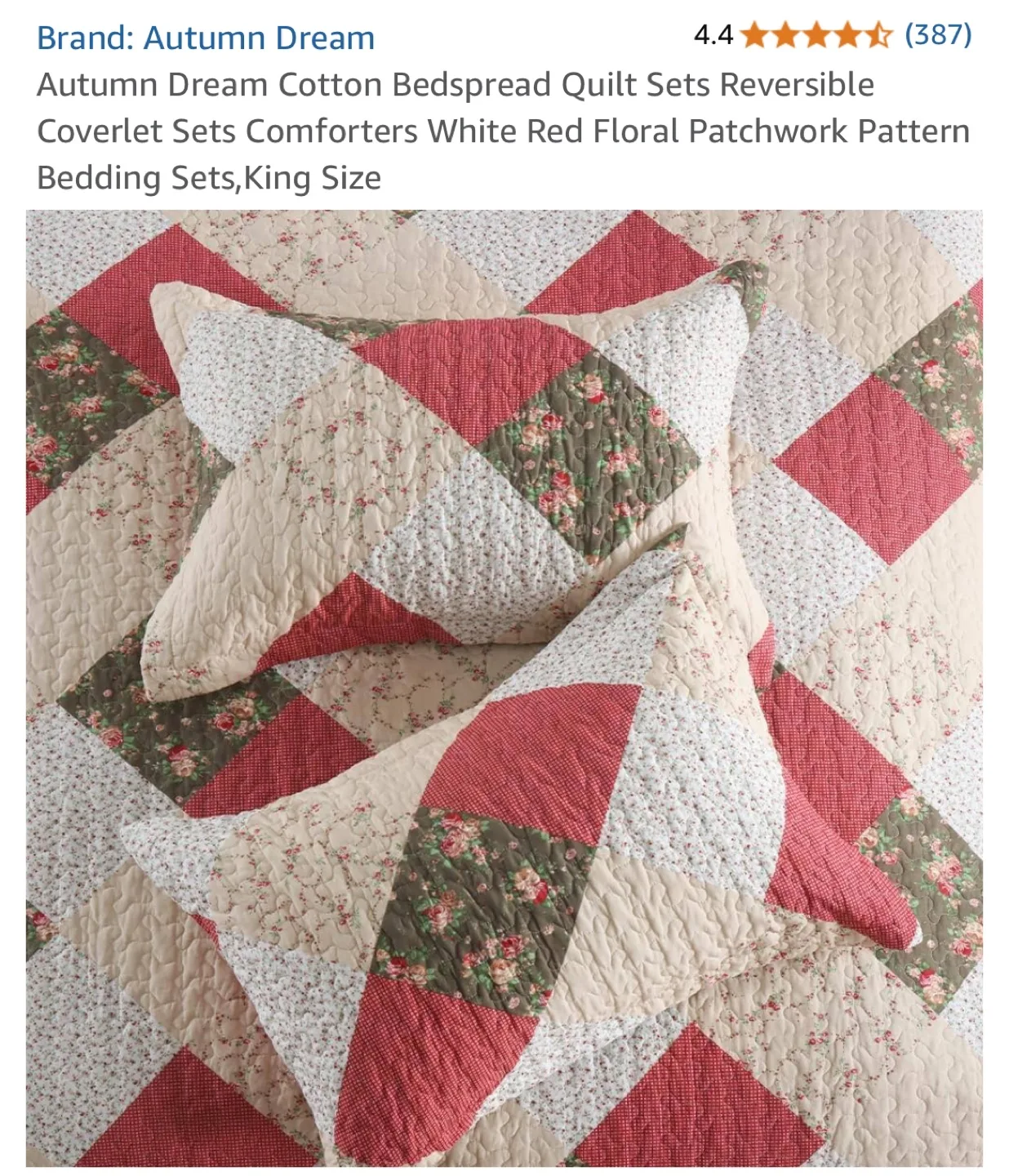 Autumn Dream King Size Quilt Set - Red Floral Patchwork image indicator(7)